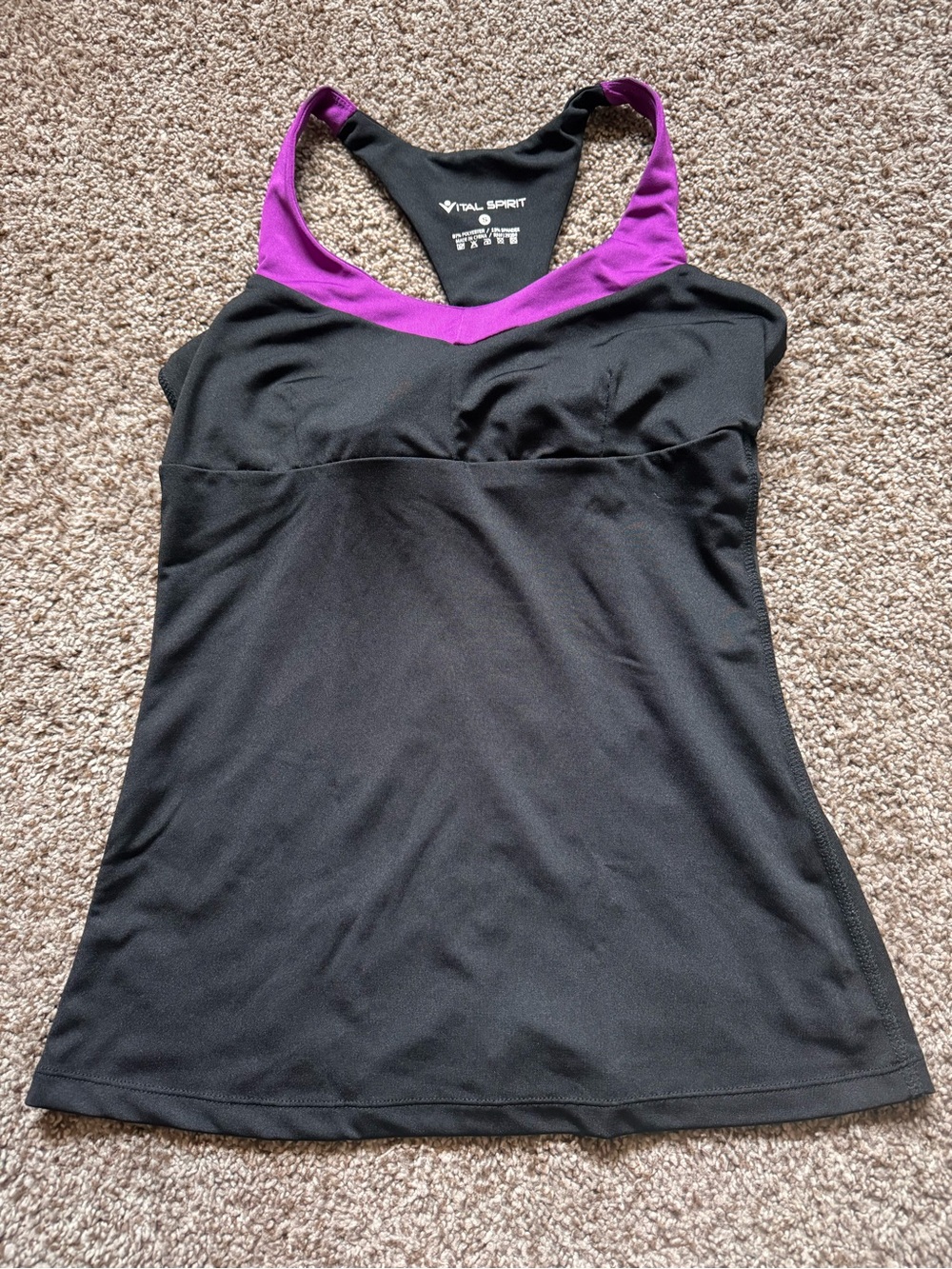 Spirit Black Tank Top with Purple Trim